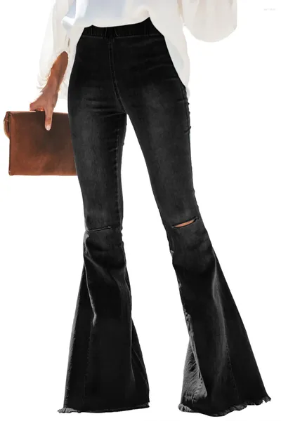 Jeans femininos calças de calça de cintura alta lacas de arco de arco as calças de jeans casuais de jeans skinny skin bastão feminino de rua feminina