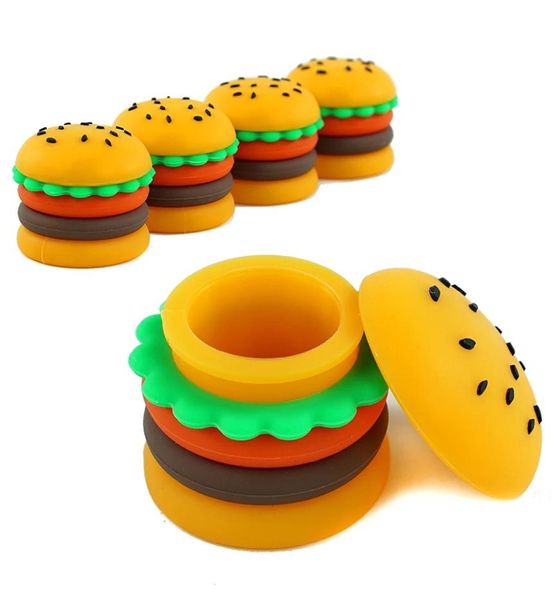 Barattoli di sublimazione novità 1 pcs hamburger creativo 5 ml contenitore di stoccaggio silicone per un unguento di olio di cera con cover tap box j1379022