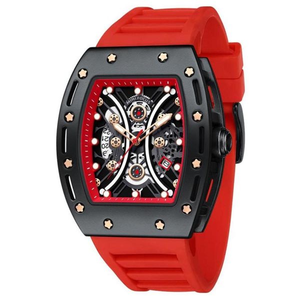 Relógios de pulso Homens assistem Military Sport Wristwatch Horas de esqueleto Banda de silicone vermelha Relógio Relógio Relogio Masculino 2021 Whatches Water8084841