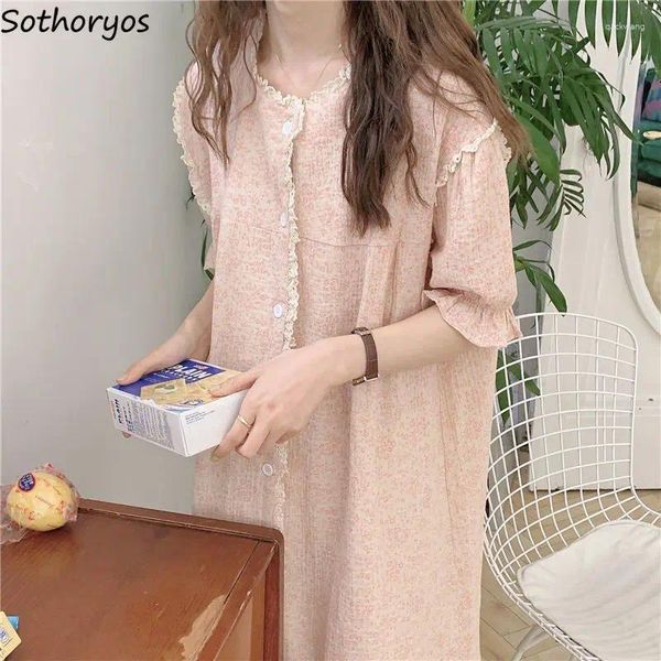 Abbigliamento per il sonno femminile da donna notturno coreano dolce floreale retrò simpatico stile da ragazza principessa in stile gambe al college di moda sciolta estate chic