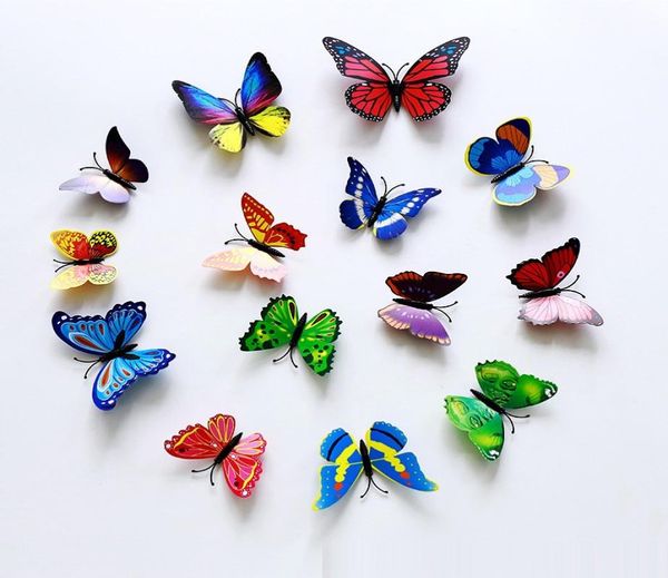 3D Butterfly Wall Aufkleber simulierte Schmetterlinge 3D Schmetterling Doppelflügel Wanddekoration Kunstaufkleber Home Dekoration9281488