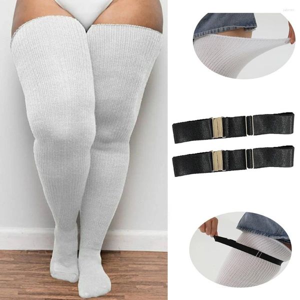 Mulheres meias meias femininas polainas sólidas coxa extra longa sobre o joelho algodão