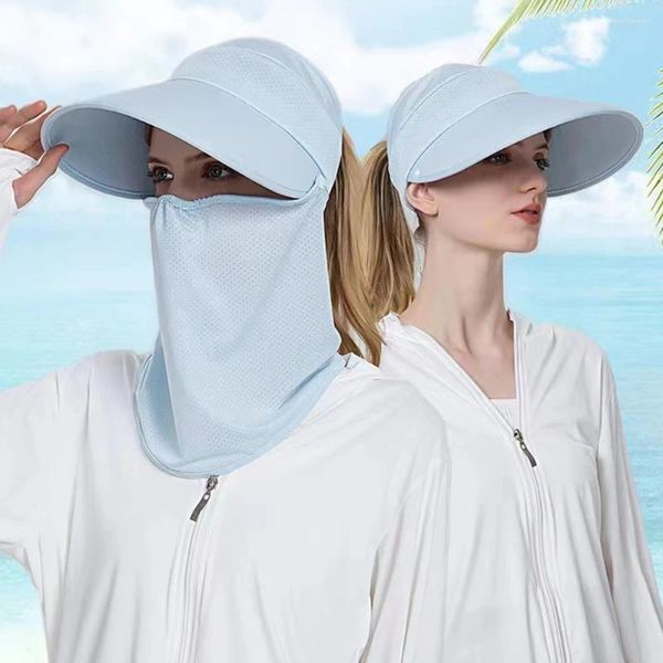 Cappelli larghi Cappelli estivi per la protezione solare per la protezione solare Anti UV Cicling Beach Cappello Female pieghevole Gorro Sunhat Face Cover Sun Shade