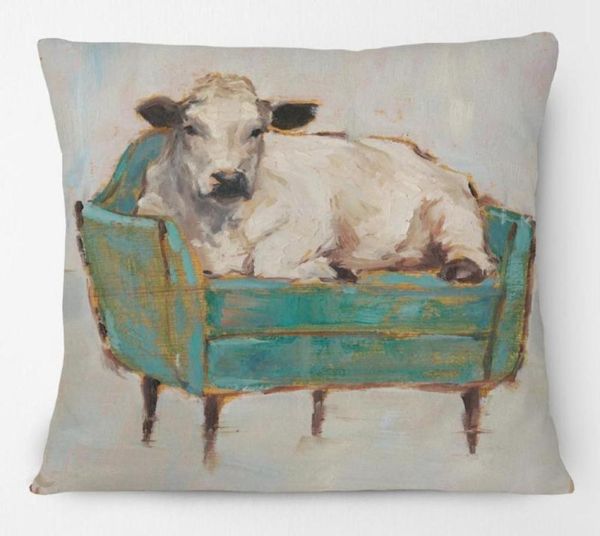 Cuscinetto cuscino a mano dipinto di pittura di mucca animale su divano divano Cuscino Coperture per la casa decorativa moderna CasecushionDecorative4122334