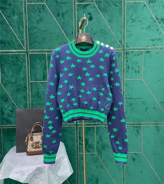 2022 Women Sweaters Munti di maglia top designer con pulsanti Lettere Stars Pattern Girls Runway Designer Tank Crop Top Shirt Hig8071922