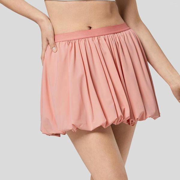 Röcke Gaono Mini Blasenrock Y2K Kleidung Elegante Frauen Feste Farbe Elastischer Taille A-Line Beach Urlaubsclub Streetwear