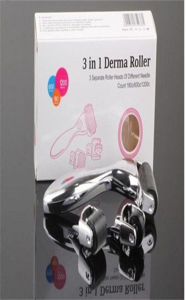 3in1 Kit Derma Roller für Körper- und Gesichts- und Augen -Mikro -Nadelwalze 180 600 1200 Nadeln Haut Dermaroller3468834