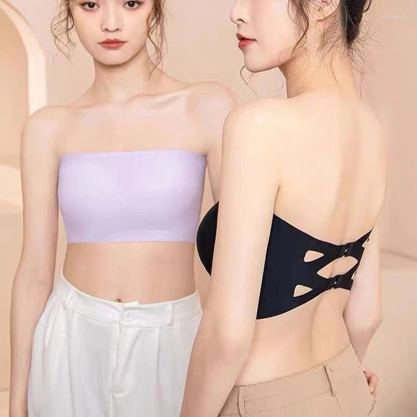 Frauen Tanks Silikon Nicht -Slip trägerloser BH Frauen Brust Wrap Bandeau unkürzlich nahtlose Dessous atmungsaktive bequeme Anti -Blend -Unterwäsche