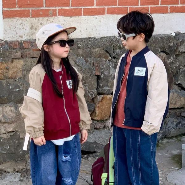 Ceket Moda Çocuk Beyzbol Sonbahar Bebek Kızlar Uzun Kollu Dış Giyim Çocuk Bahar Giysileri Kore tarzı Erkek Bombacı Ceket