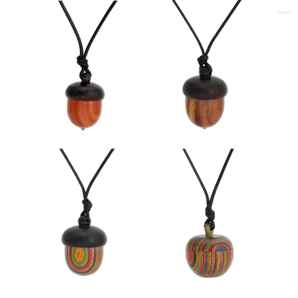 Подвесные ожерелья деревянные желудь колье колье этническое хранение восковая веревка для хранения