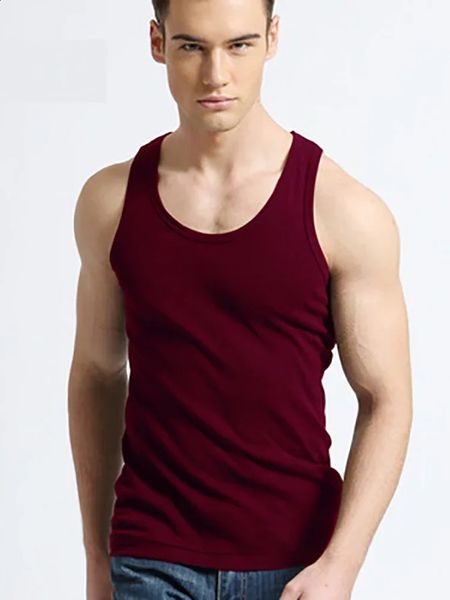 Herren Unterwäsche Baumwolltankmänner hochwertiger Bodybuilding Singulet Ärmel und schlanker Fit WEST TOPS 240429