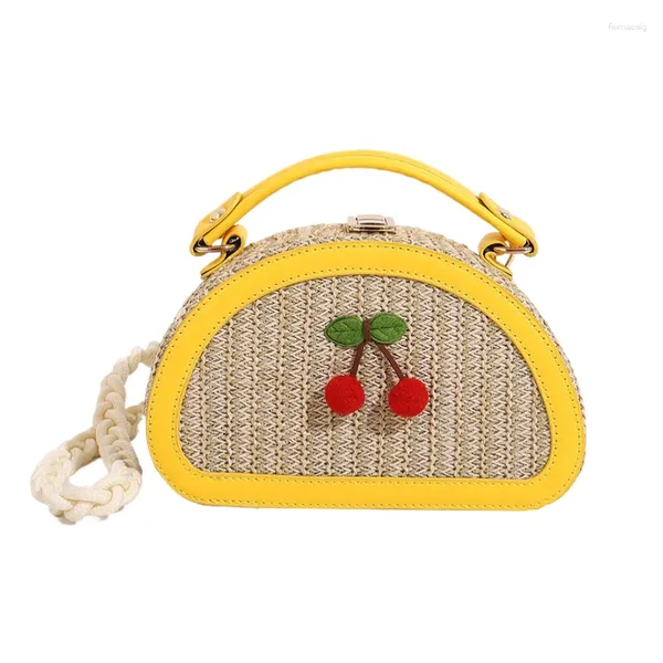 Totes Mulheres fofas Bolsa de palha crossbody Ladies Summer Summer Teave Weave Beach Travel Bolsa Bolsa Splicing Splicing Mellow Thone Burse ombro