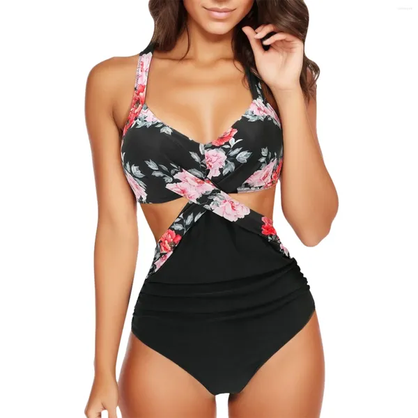 Женские купальные костюмы Criss Cross Tankinis Set Swimsuit Bikinis Sets пляжная одежда высокая талия купание цветочные женщины монокини