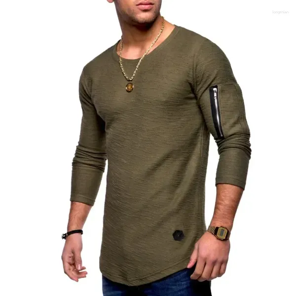 Herrenanzüge A3633 Frühlings- und Sommer-T-Shirt Top Long-Ärger-Baumwollbodybuilding Folding Men