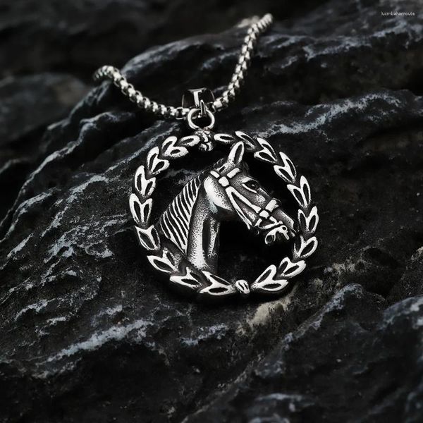 Подвесные ожерелья европейская и американская конная шаблона для лошади персонализированная модная ретро мужское ожерелье из нержавеющей стали украшения