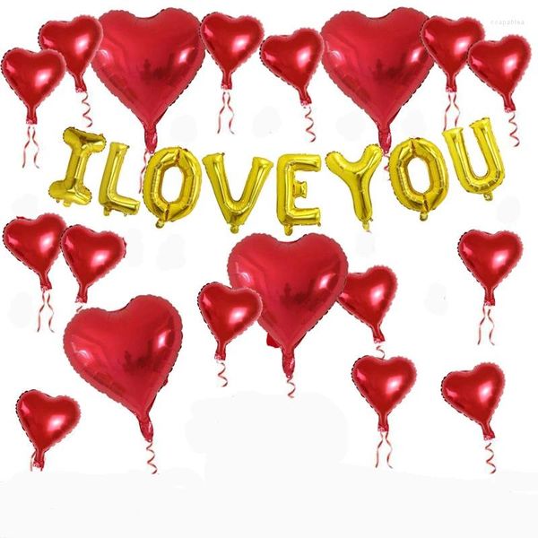 Decoração de festa 27 PCs I Love You Balloons Definir Red Heart Heart Day Das Proposta Decorações de Casamento Confissão