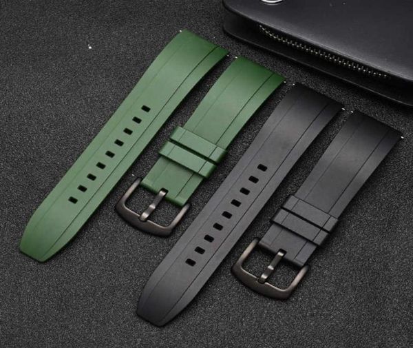 Cinta di orologio in gomma fluoro di qualità 18mm 20mm 22mm 24mm Sport Watchband Black Green Bildband con barra a molla a rilascio rapido H09153864629