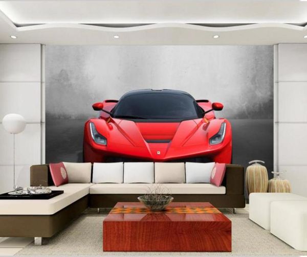 Custom jede Größe 3D Sportwagen Poster PO Wallpaper Wohnzimmerstudium Schlafzimmer TV Hintergrund Wandmalrad Tapete de Parde 3d17626063957226