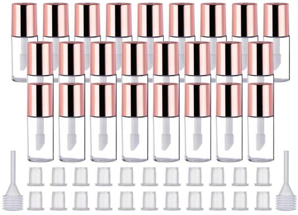 25 шт 12 мл розового золота пустые губные глянцевые трубки контейнеры прозрачные мини -пополнимые бутылки для губ для макияжа для макияжа трубка для губ 3757001