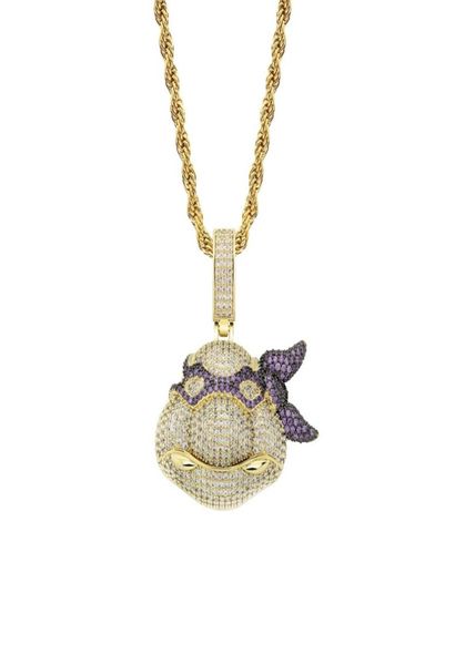 Fashionninjie Turtles Collane a sospensione per uomo designer di lusso Mens Bling Diamond Cartoon Pendants 18K Gold Hip Hop hip Hop Jewel2550414