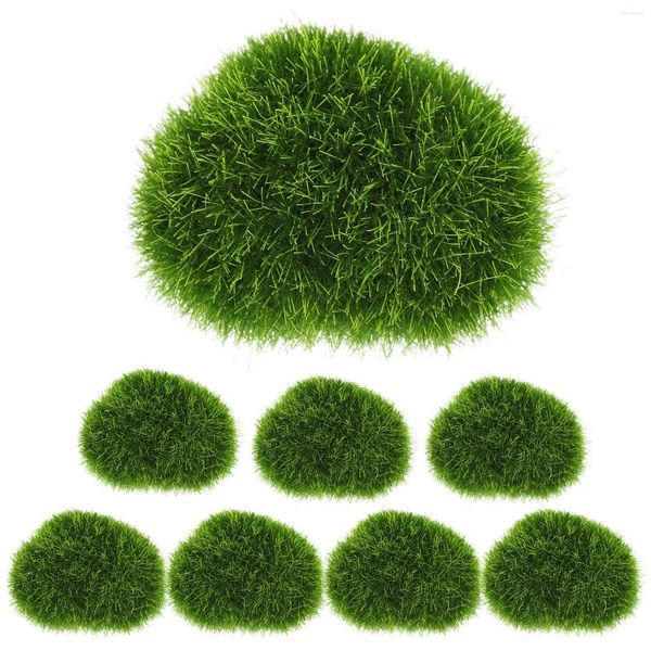 Flores decorativas 8 PCs Plantas de musgo artificial para o ar livre Faux Balls Indoor Balls Vaso