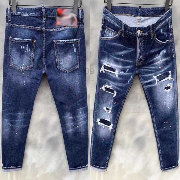 Jeans maschile maschile jeans jeans blu nero pantaloni strappato migliore versione magra sciolta in stile italia moto moto jeanreb8