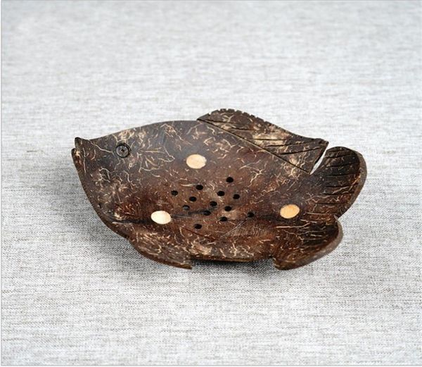 Creative Coconut Shell Soap Slop Sheld Butterfly Soap Soap Soap Soap Caixa de cartoon Soop Sloweast Asian Wooden Coconut Shell Soaps Dish 13854590