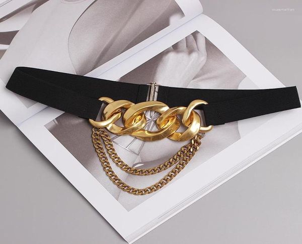 Cinture di lusso in metallo ginnastica in metallo cintura elastica nera elastico cinturino per la decorazione vestito autunno femmina casual jean cinch2652941