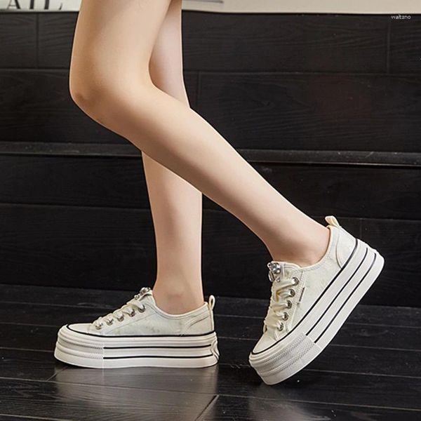 Sapatos casuais Mulheres plataforma de cheiro de cheiro de chão Crystal Up Moda respirável Running Tennis Sneaker feminino