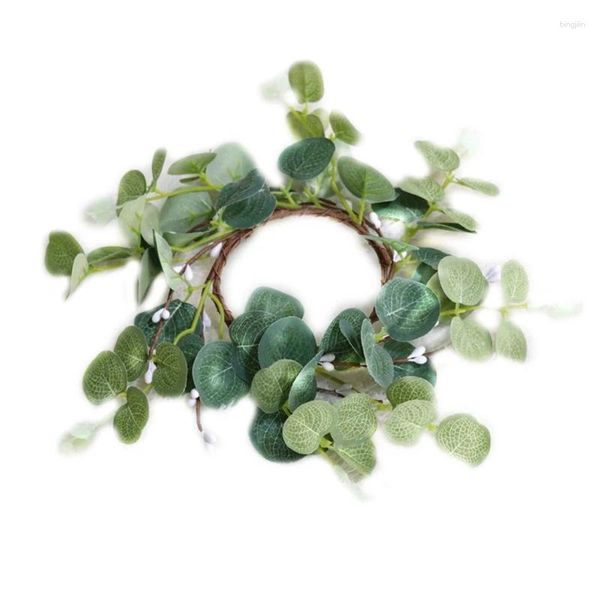 Flores decorativas Eucalyptus Wreath para a porta da frente 10 '' Green Leaf Spring Summer Dropship