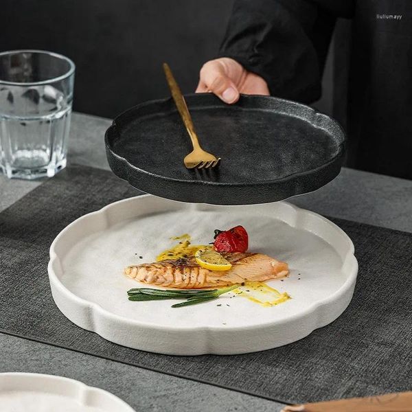 Placas Cerâmica Bifá cozinha ocidental prato principal prato prato preto moda branca doméstica fosca els restaurante porcelain tableware de porcelana