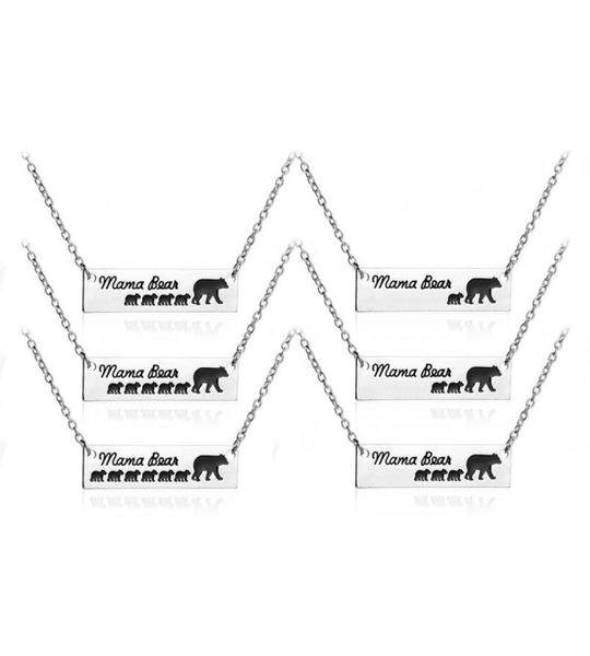 Mama Orso Necklace Cubs in acciaio inossidabile bar a sospensione Gift per mamma Nonna2468199