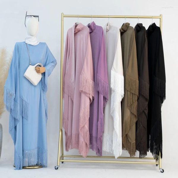 Abbigliamento etnico 2024 abito formale musulmano semplice Dubai Donne Turchia arabo di colore arabo Nappe per maniche grandi eleganti Islam