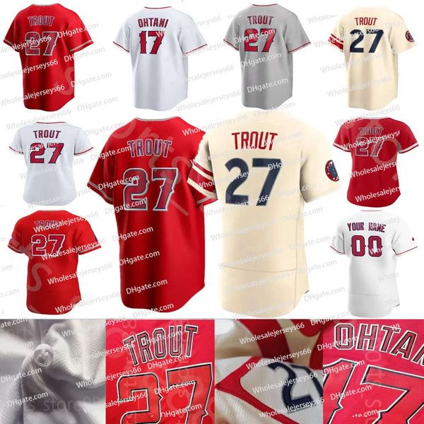 2024 camisa de beisebol personalizada 27 Mike Trout 17 Jersey Shohei Ohtani Anthony Rendon Noah Syndergaard Jack Mayfield Luis Rengifo