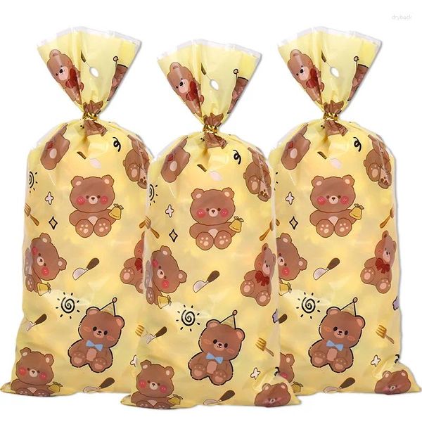 Embrulho de presente 25/50pcs Party Bear Sacos de bolsas de biscoitos de biscoitos de biscoitos de biscoitos DIY para crianças