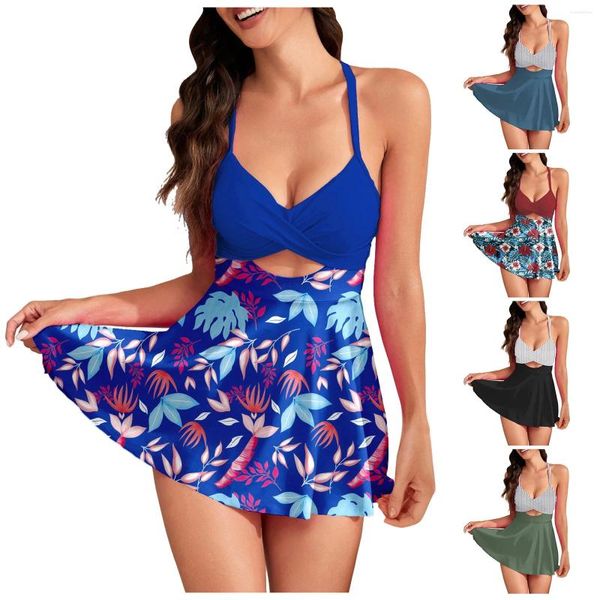 Abito da bagno da bagno da donna a 2 pc abito da spiaggia con fondo per nuotare spaghetti floreali cinghia a basso taglio donne cassetta costose da bagno conservative