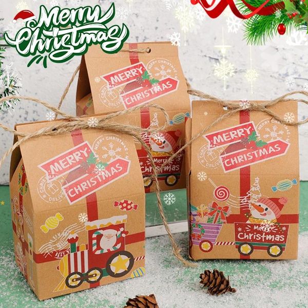 Hediye Sargısı 5/1pcs Mutlu Noeller Şeker Kutusu Xmas Ağaç Süs Krakt Kağıt Tag Çerezleri Mevcut Paket Çantalar Parti Dekoru