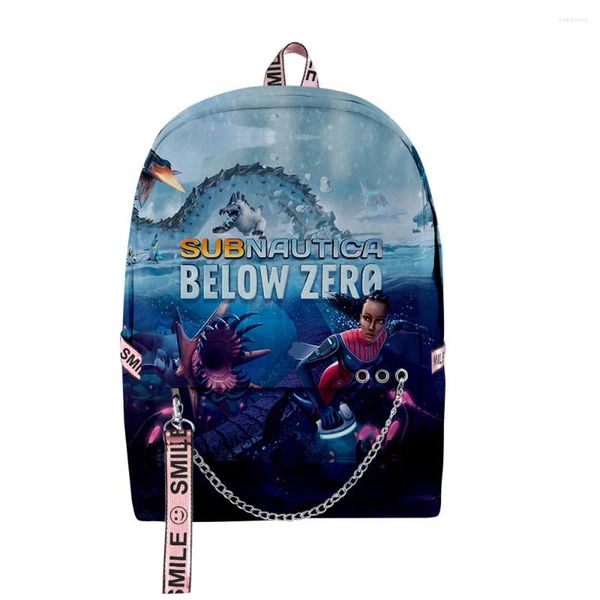 Backpack Hip Hop Bags da escola juvenil unissex subnautica abaixo de zero viagem 3D Impressão Oxford Oxford impermeável notebook Mochilas de ombro