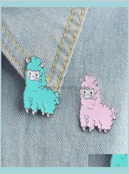 Pins Spille Kawaii Animal Alpaca Pin Balcia Braddomiglia Giacca in denim Denim Domande Girl Gioielli Cute Gioielli Regali DROP DELIVE4004743