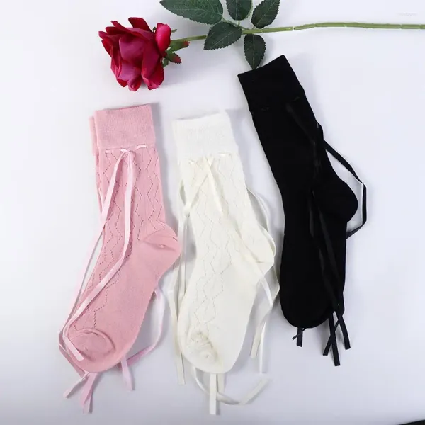 Kadın Çorap Yaz Nefes Alabilir Kawaii Lolita JK Yay Uzun Pamuklu Tatlı Çorap Kadın Bandaj
