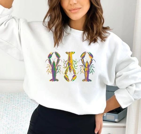 Kadın Hoodies Orleans Sweatshirt Kawaii Sevimli Komik Kerevit Hoodie Yağ Salı Mardi Kazak Üst Kerevit Yemek Kostüm Partisi Gömlek