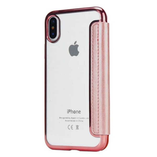 Fashion Flip Cover iPhone Hülle Telefon Hülle für iPhone 15 14 11 13 Pro Max X XR XS MAX 12 KARTE INSERTION Pink Ultra dünn elektroplattiert TPU Ledertasche