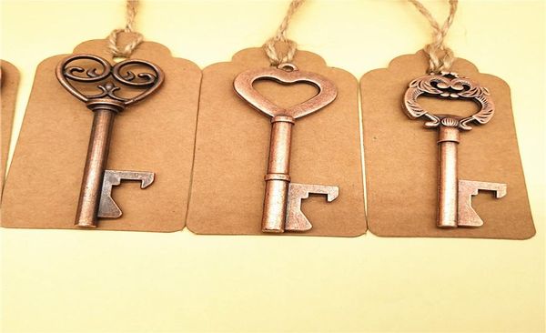 Bottiglia tasto scheletro vintage Openskeleton Key Bottle apritori Bomboniere antiche decorazioni rustiche con Escort Tag Card5397381