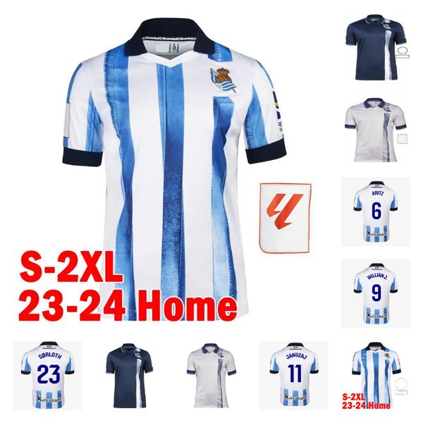 23/24 Real Sociedad Merino Portu Oyarzaba L Jersey de futebol 2023 2024 Camisa de Maillots Home Away X.Prieto Silva Januzaj Isak Football Shirts