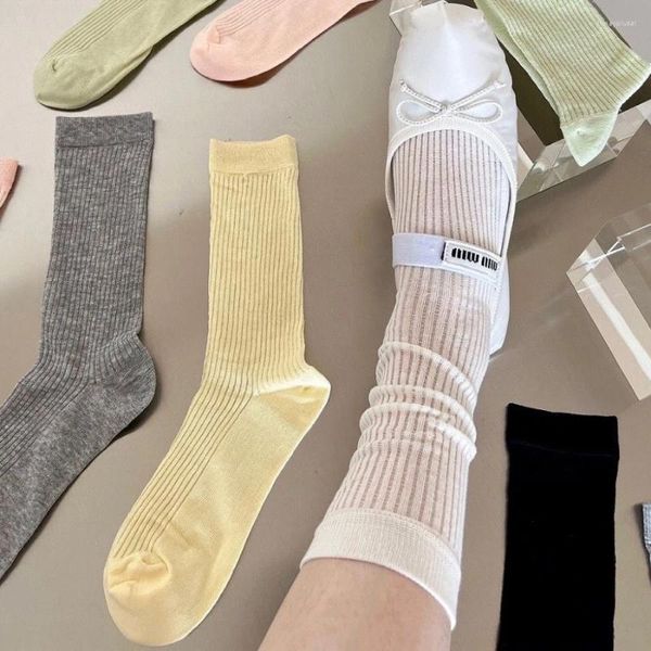 Frauen Socken jk japanische Stil lange Strümpfe dünne atmungsaktive Oberschenkel High School Girls Feste Farbe Knie