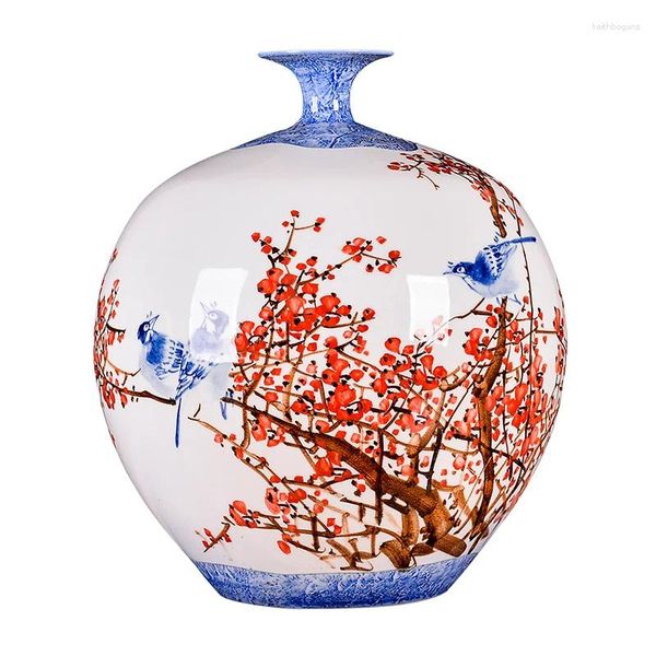 Dekorative Figuren Keramik berühmte handbemalte Xi Oberstorbe Vase Dekoration Wohnzimmer Blume Arrangement Chinesischer Haushalt