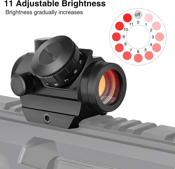 Sight a punto rosso da 2moa 1x20mm Sight Reflex impermeabile Affronta a prova di nebbia a prova di nebbia rossa con supporto a monte da 1 pollice