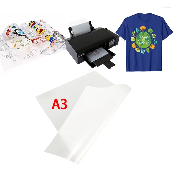 Adesivos de janela A3 A4 tamanho 75U Espessura transparente DTF Print Sheet Paper Pet Film para máquina de impressão de camiseta