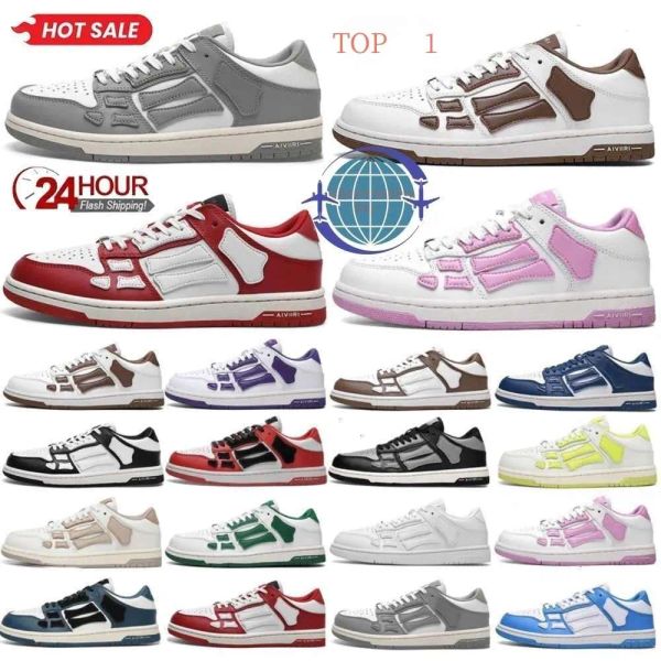 Designerin Männer Frauen rennen 2024 Knochen Runner Upper Low Skeleton Frauen Männer schwarzweiß hohe Leder -Männer Sneakers Damen -Spitzenschuhe von Frauen rutschen