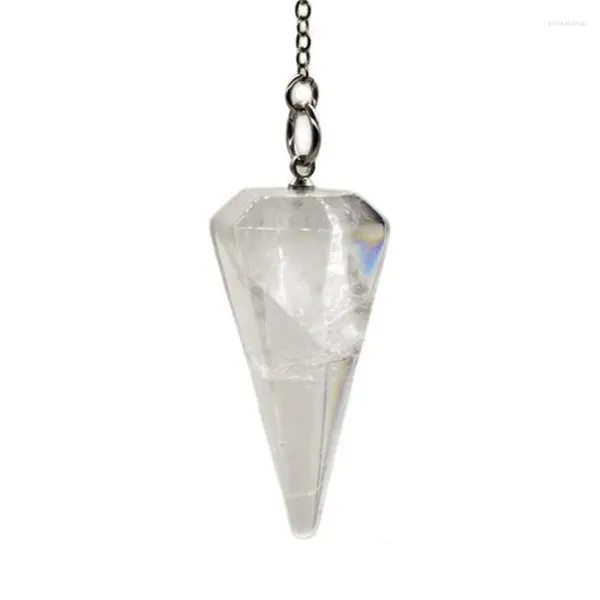 Colares pendentes Cura natural Crystal Quartz Hexágono Pirâmide Reiki Pendulum Adivinação Descrevando o Chakra Stone Pendulos Amulet Jóias